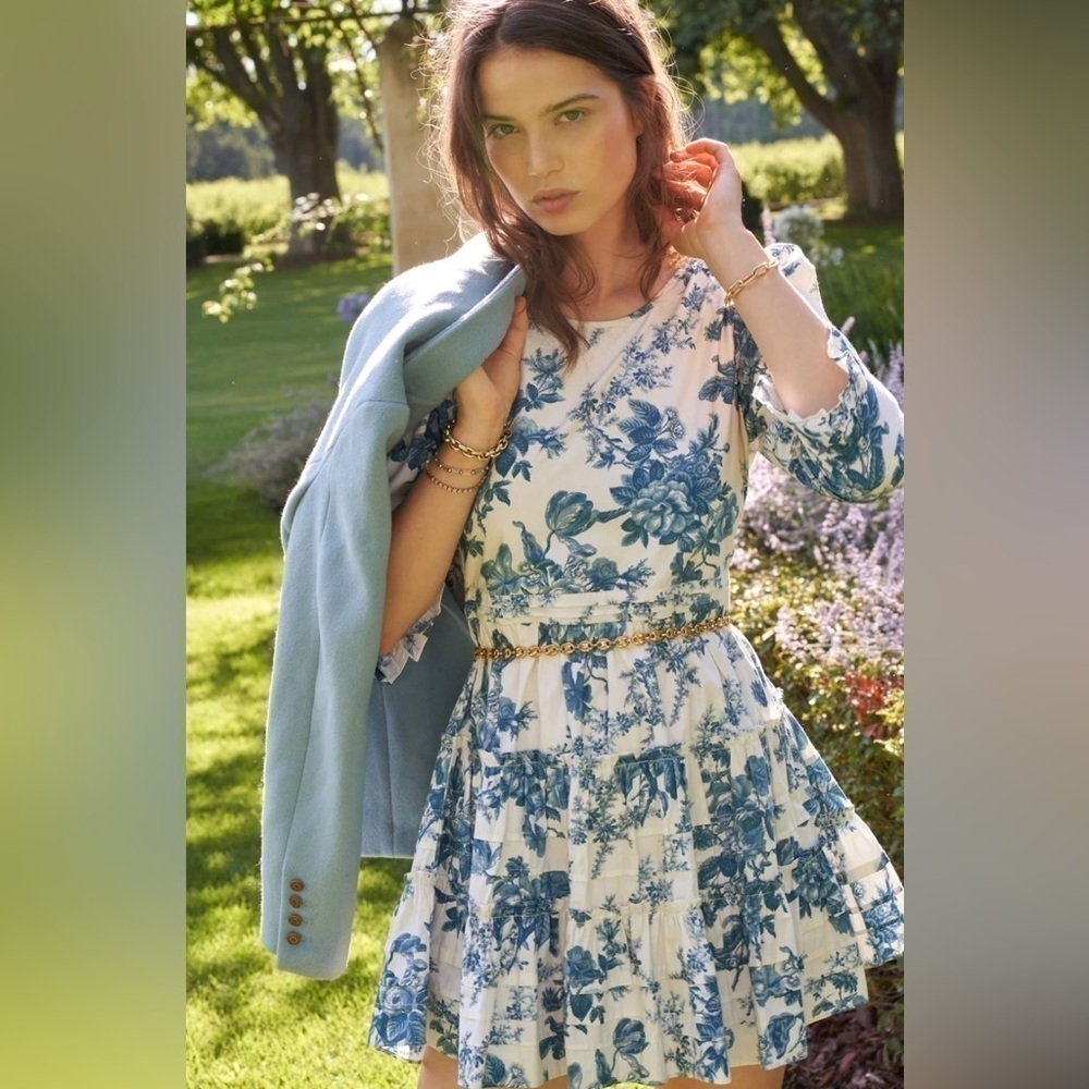 LoveShackFancy Lienzo dress in blue china